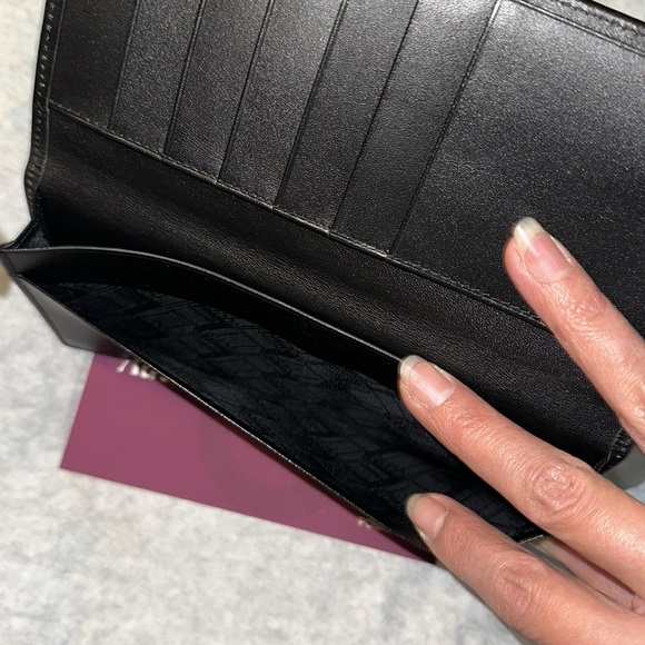 Dunhill black wallet / checkbook holder with gold details and card slots - Picture 4 of 8